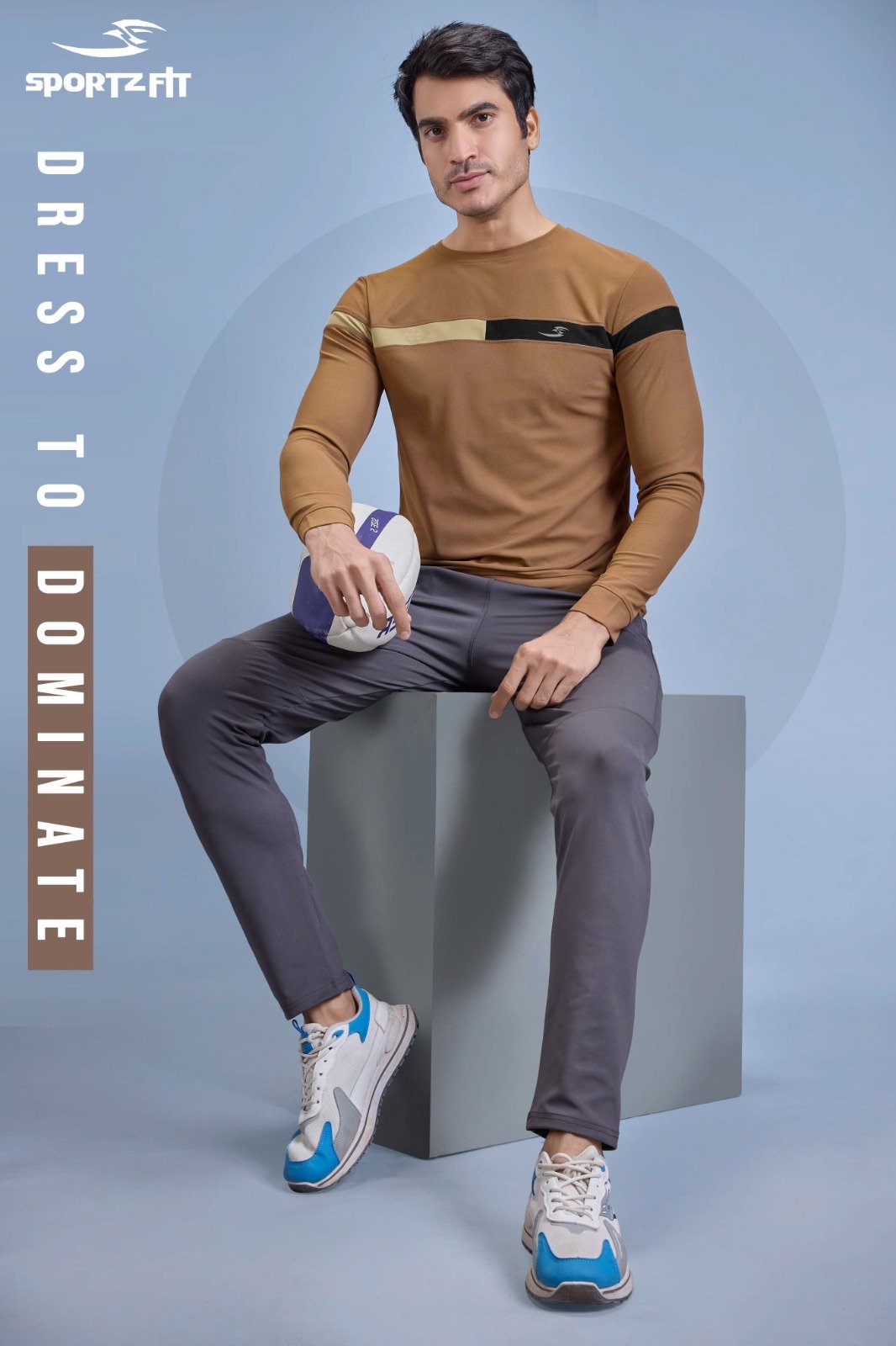 Men Round Neck Full Sleeve T-Shirt - Brown | L | SBT61